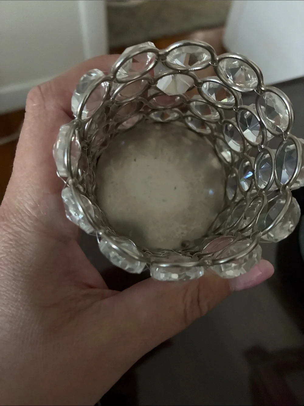 Crystal Accent Votive Candle Holders - Clear Silver Finish